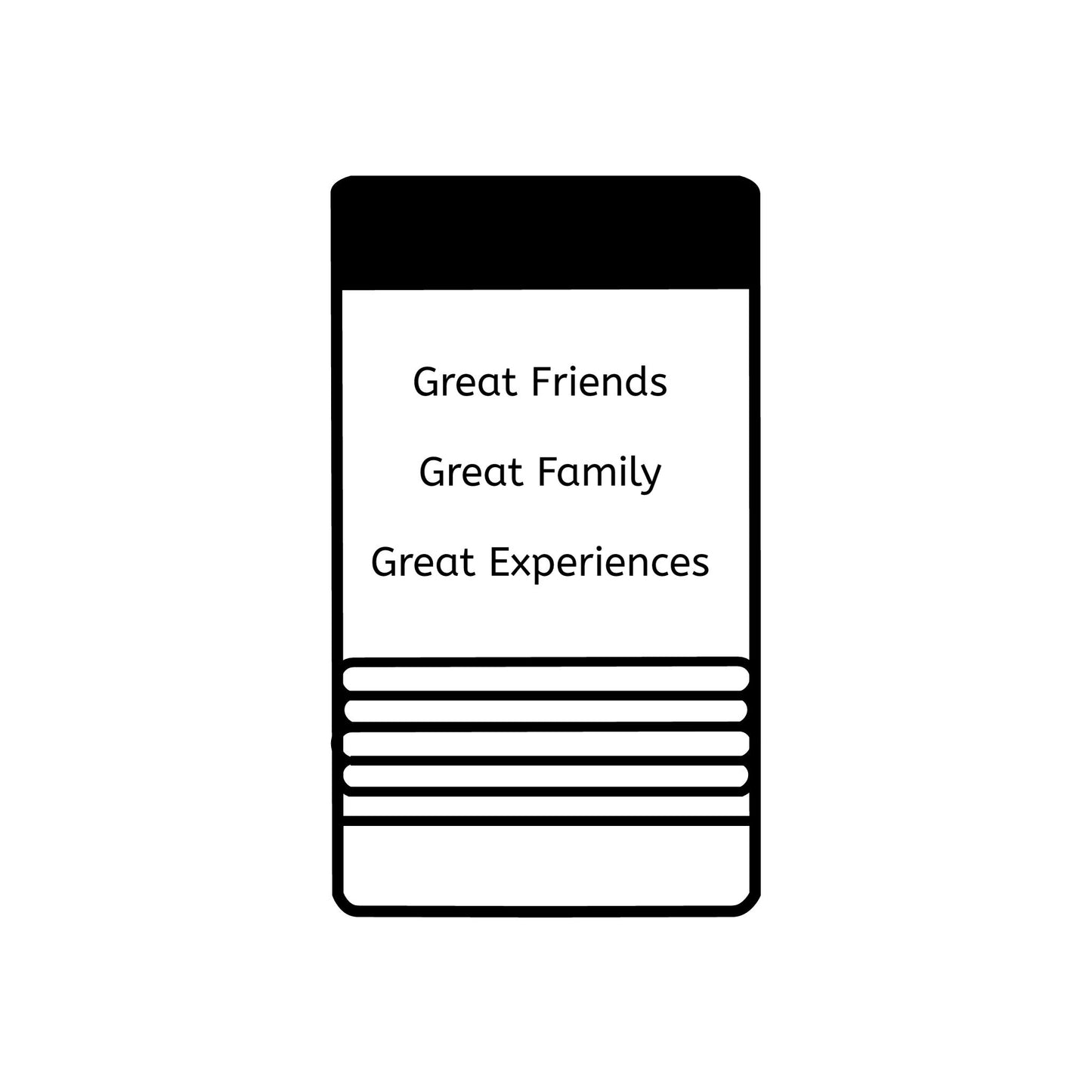 Bakabes Metal Can Holder - Great Friends, Great Family, Great Experiences Beverage Holder, 12oz
