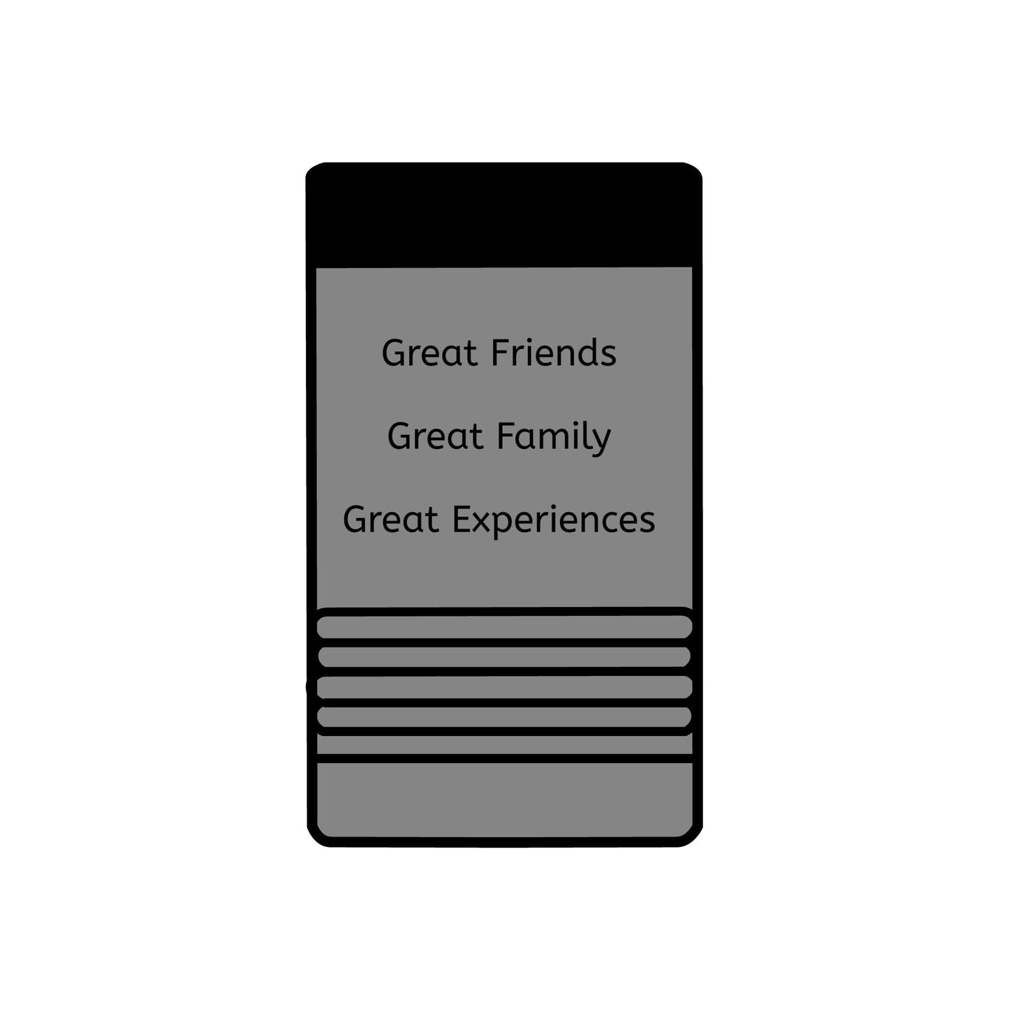 Bakabes Metal Can Holder - Great Friends, Great Family, Great Experiences Beverage Holder, 12oz